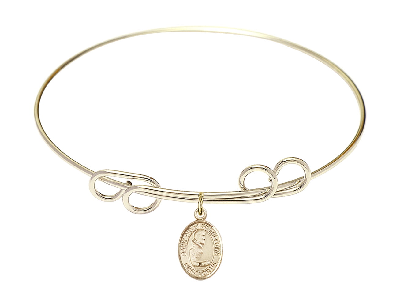 Pio of Pietrelcina Charm. DiamondJewelryNY Double Loop Bangle Bracelet with a St