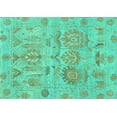 thumbnail image 1 of Ahgly Company Machine Washable Indoor Rectangle Oriental Turquoise Blue Traditional Area Rugs, 7' x 9', 1 of 4