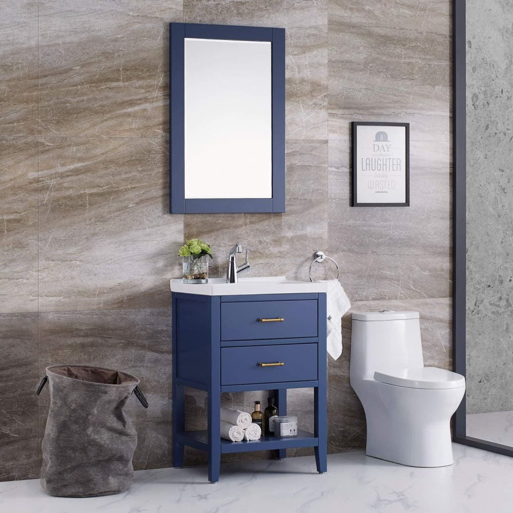 Kepooman F&R 24" X 35" Bathroom Vanity Mirror for Home, Solid Wood Framed Mirrors for Wall, Blue Kepooman F&R 24" X 35" Bathroom Vanity Mirror for Home, Solid Wood Framed Mirrors for Wall, Blue