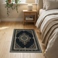 thumbnail image 3 of ODIKA 2'x3' Washable Throw Rug Non-Slip, Low Profile, Flatwoven, Easy Care Farmhouse Speckled Featuring Traditional Scroll Desk Dining Under for Hallway, Study Room, 3 of 7