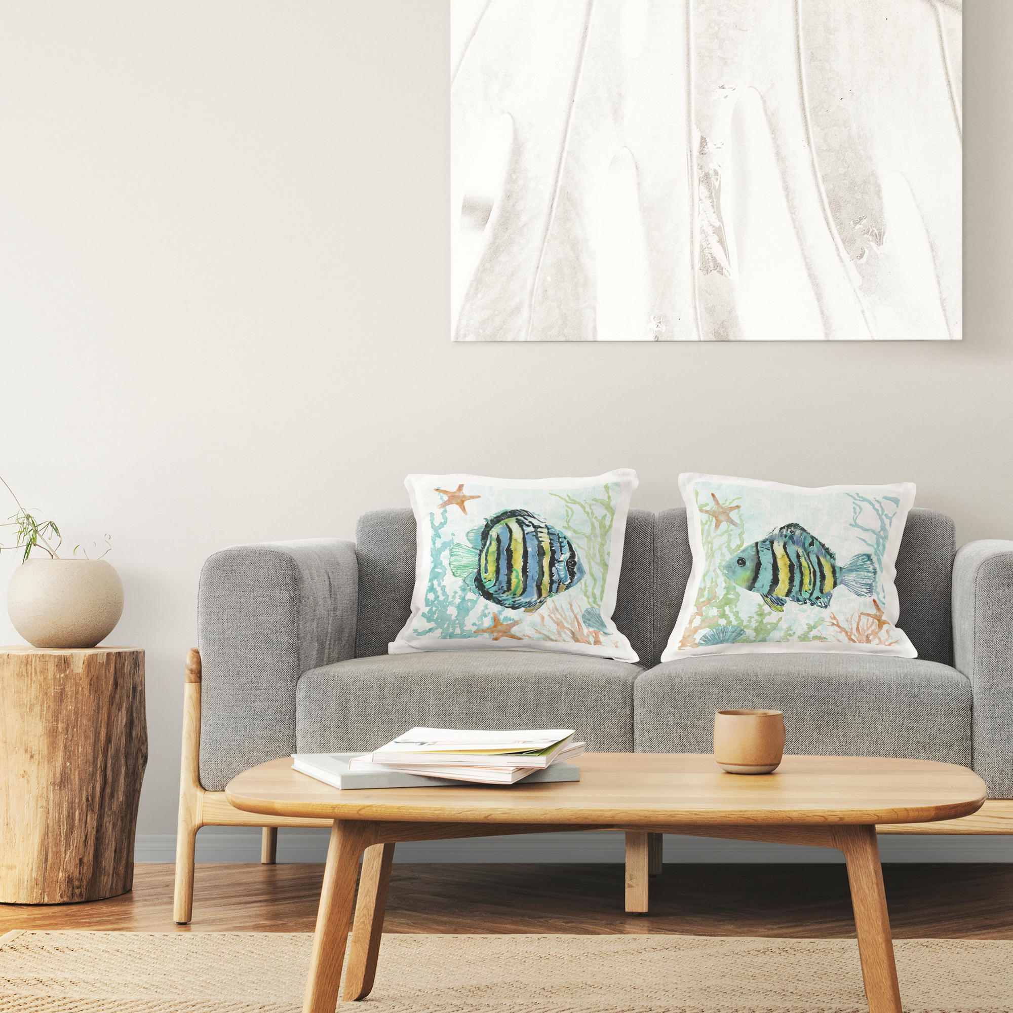 Stupell Industries Tropical Striped Fish Underwater Decorative Printed Throw Pillow Design by Carol Robinson.