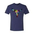 thumbnail image 2 of Wild Bobby, Colorful Rainbow Cow Bull Skull Animal Lover Mens Premium Tri Blend T-Shirt, Vintage Navy, Small, 2 of 3