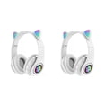 thumbnail image 2 of Cateissary Cute Cat Ears Auriculares inalámbricos Flash Light Auriculares con micrófono LED Chica Estéreo Música Teléfono Bluetooth Type2 NO2, 2 of 6