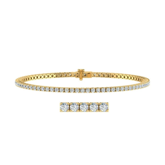 2 Carat Diamond Tennis Bracelet in 14K Yellow Gold (7 Inch) - IGI Certified