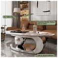 thumbnail image 4 of Oval Coffee Table Modern Minimalist Faux Marble Top with Gray Stainless Steel Base Central Ball Support Luxury Space-Saving Design Stylish Durable 51.2"L x 27.6"W x 15.8"H, 4 of 9