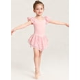 thumbnail image 4 of Aideaone Girls Ballet Dance Dress Toddler Leotards Ruffle Sleeve Shiny Ballet Tutu Skirt Pink 2-9T, 4 of 6