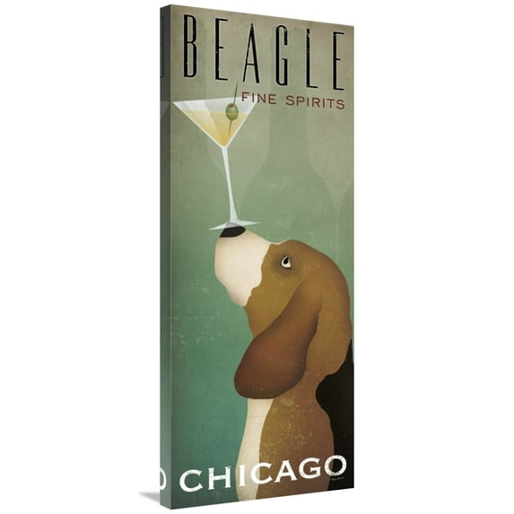 Global Gallery's 'Beagle Martini' By Ryan Fowler Stretched Canvas Wall Art