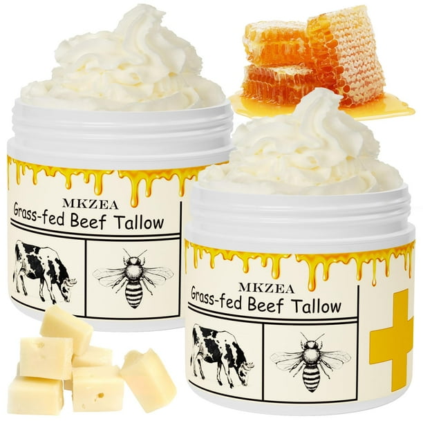 Crema hidratante de sebo de res para piel mkzea alimentada con pasto, 2 paquetes