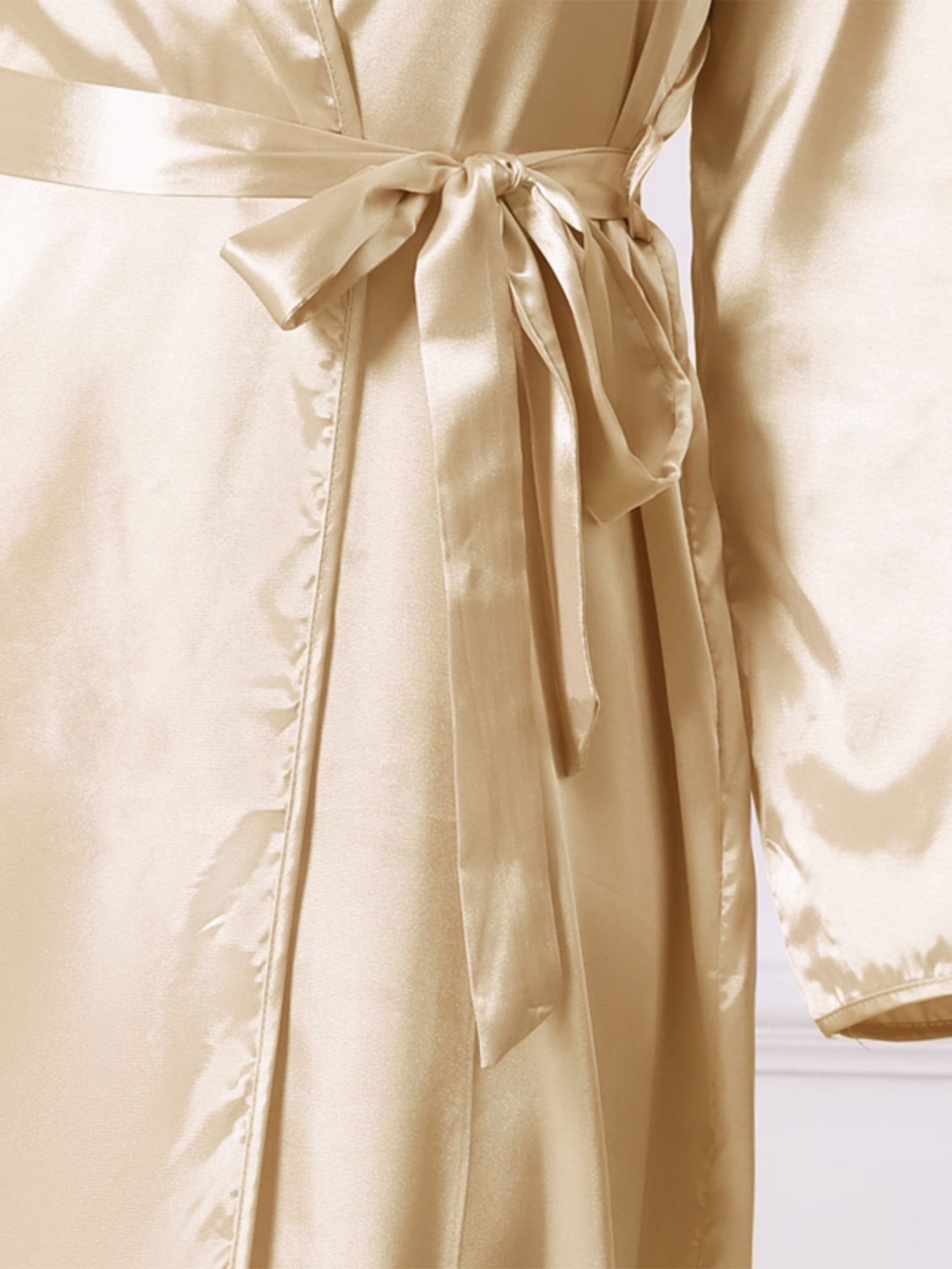 DARING DIVA Women's 2pcs Satin Silky Soft Midi Camisole Robe Set S Gold