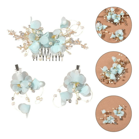 OUNONA  Bridesmaid Clips Fancy Comb Hair Accessories for Girls Child Blue