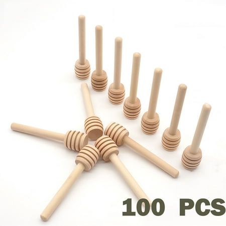 

amousa 100 Pack Of Mini 3 Inch Wooden Honey Ladle Sticks Individually Wrapped