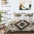 thumbnail image 3 of 3 Piece Red Teal Brown Boho Duvet Cover Set Twin Size, Microfiber Comforter/Quilt Cover with Corner Ties and 2 Pillowcases, Southwestern Abstract Geometric All Season Soft Bedding with Zipper Closure, 3 of 8