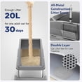 thumbnail image 6 of Extra Large Stainless Steel Cat Litter Box, XL Litter Boxes for Big Cats & Multiple Cats, Metal Litter Box with High Sides & Metal Scoop/Mat, Easy to Clean, Dark Gray, 6 of 8