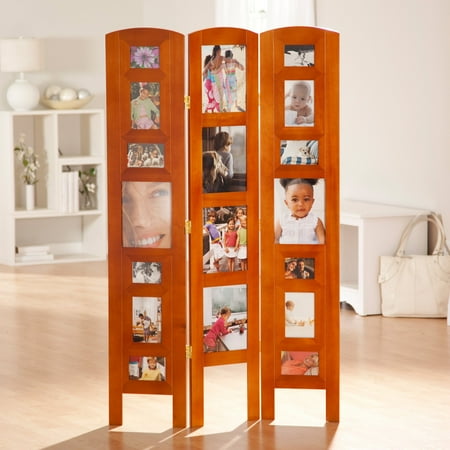 Memories Photo Frame Room Divider - Honey 3 Panel