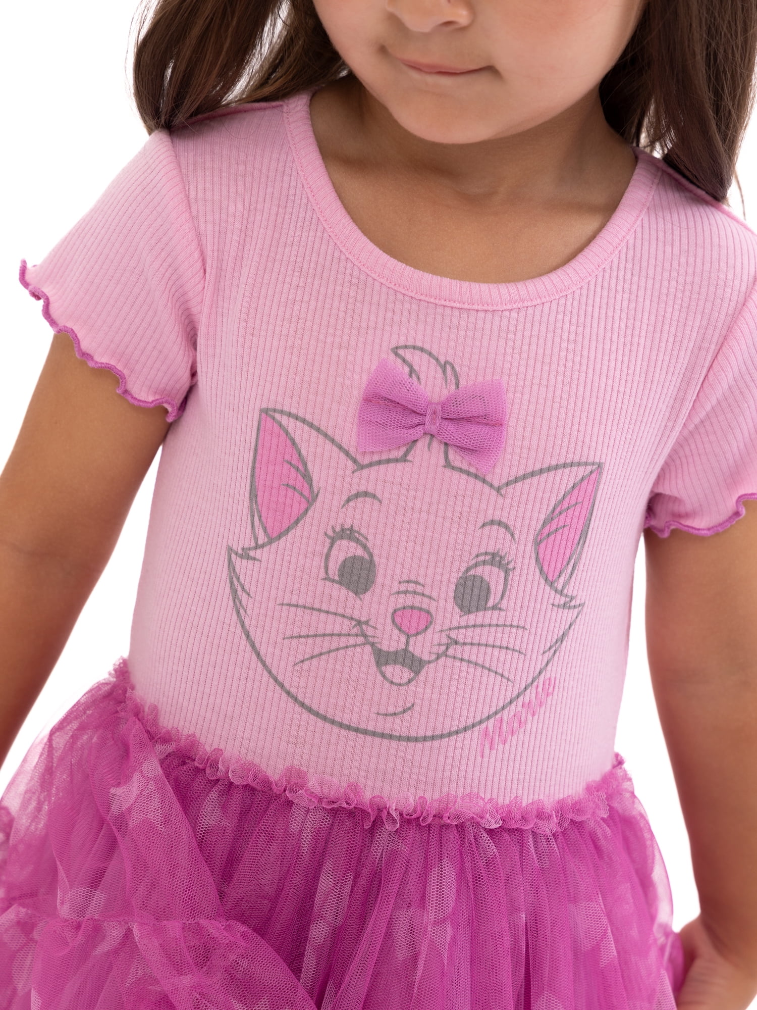 The Aristocats Marie Toddler Girls Graphic Tutu Dress with Short Sleeves, Sizes 12M-5T