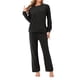 thumbnail image 2 of Conjuntos de sudadera para mujeres INSPIRE CHIC de 2 piezas, conjuntos de lounge de franela suave, suéter y pantalones de pijama, 2XL negro, 2 of 6