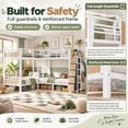 thumbnail image 6 of DTTRA Quad Twin Metal Bunk Bed Frame for 4 Sleepers, Built-In Wardrobe, Open Shelves and 5 Fabric Drawers, White, 6 of 8