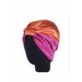 thumbnail image 2 of Women's Stain Silk Slouchy, Bonnet, Turban, Shower Cap, Chemo Hat for Teens, Adults ( Rose Orange ), 2 of 4