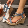 thumbnail image 5 of Dakaela Women Espadrille Wedge Sandals Fashion Casual Open Toe Platform Sandal Ankle Strap Bohemian Summer Dressy Walking Shoes Size 6-10, 5 of 9