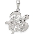 thumbnail image 1 of Sterling Silver Diamond-Cut Turtle Pendant (19.07 X 17) Made In Thailand qc9579, 1 of 6