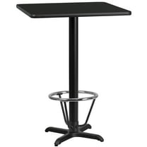 Emma   Oliver 30" Square Black Laminate Bar Table Top-22"x22" Base/Foot Ring