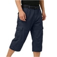 thumbnail image 2 of IhhxPro Men's Cotton Outdoor Cargo Shorts Elastic Waist Button Detail Men Multi Pocket Work Casual Hiking Summer Straight Fit Lightweight Durable M-4XL, 2 of 6