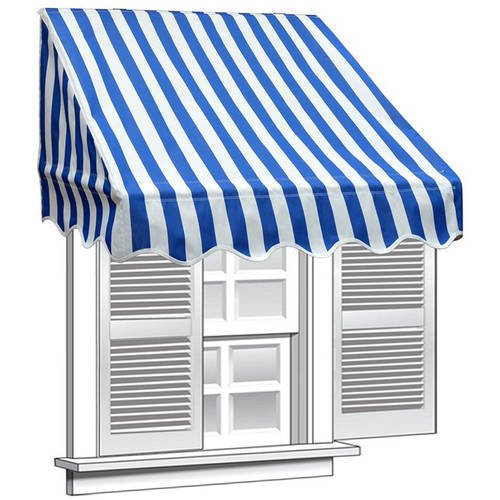 ALEKO 4' x 2' Window Awning Door Canopy, Blue and White Stripes