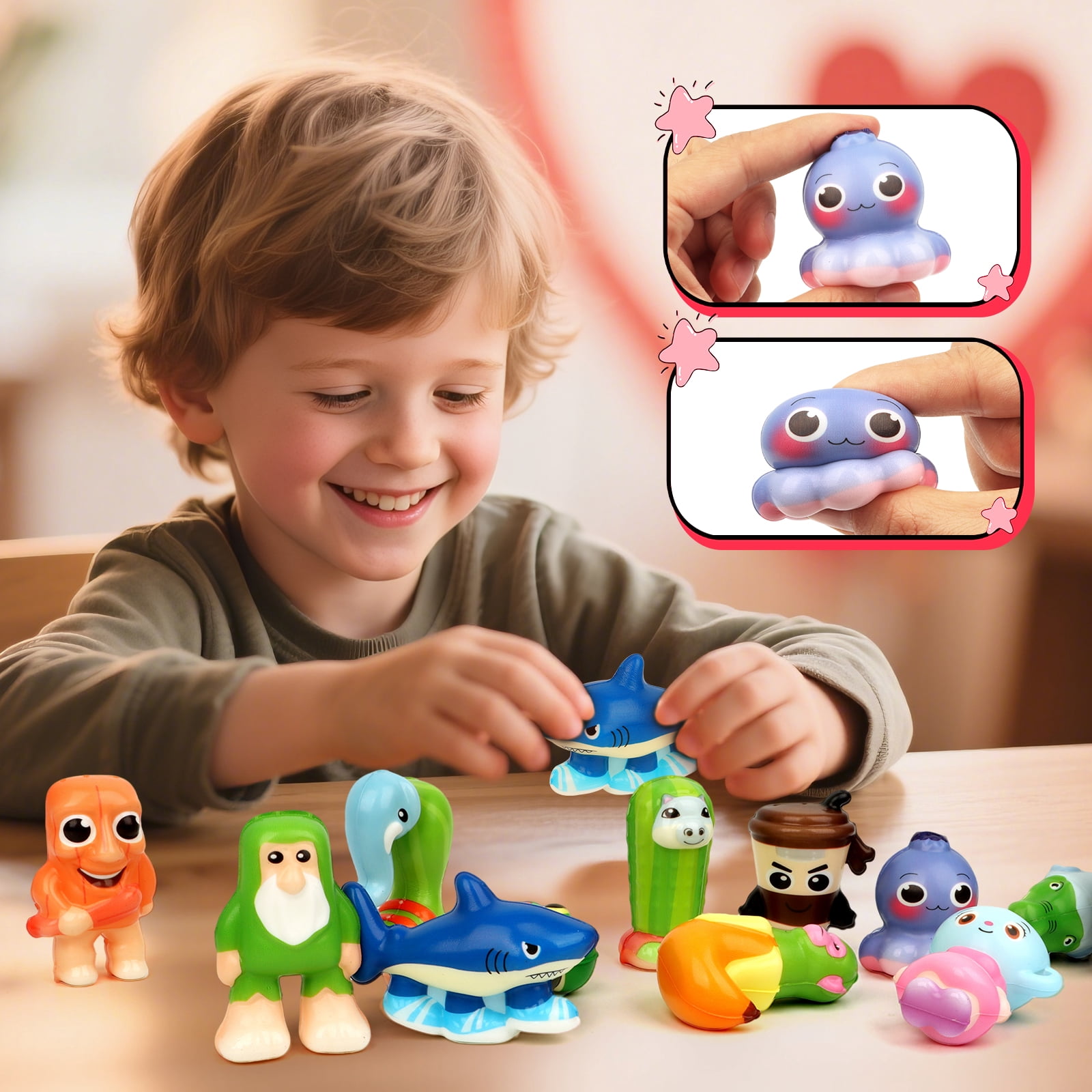 VINCKQK 24 Pack Animal Squishy Fidget Toys, Soft Stress Relief Squeeze Fidget Toys, Party Favors Soft Stress Relief Toys