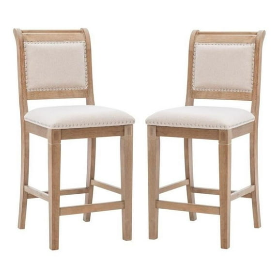 Home Square 2-Piece Furniture 26" Counter Stool Set in Natural Brown