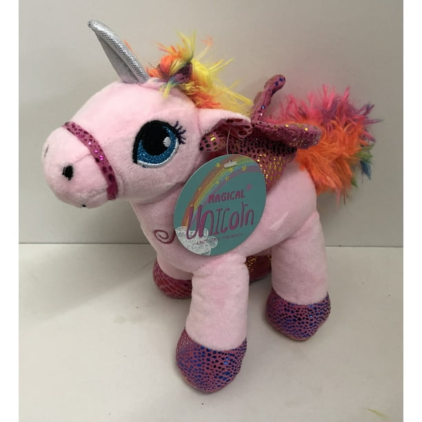 Linzy Toys Light Pink Unicorn with Wings and Rainbow Mane Plush Toy - 9 Linzy Toys Light Pink Unicorn with Wings and Rainbow Mane Plush Toy - 9