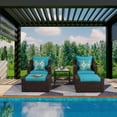 thumbnail image 4 of Cozyhom 5 PC Patio Furniture Sets, Patio Outdoor Chair With Ottomans and Coffee Table, PE Wicker Rattan Chair With Ottoman, Blue Cushion, 4 of 9