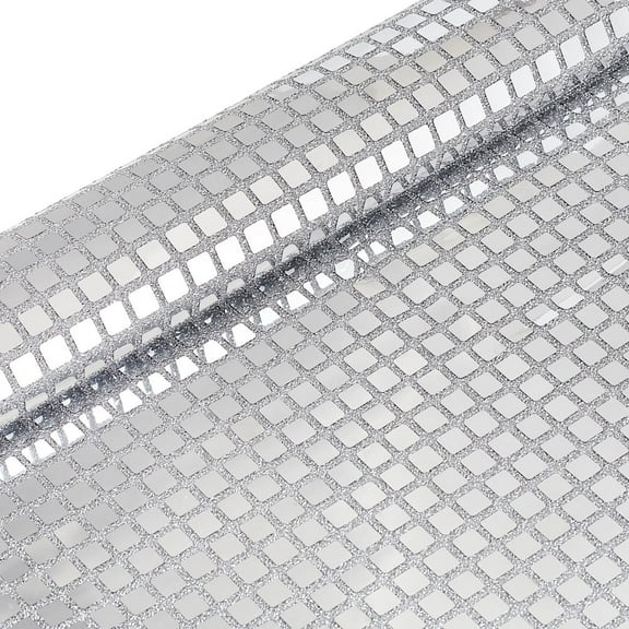1.1Yards×51inch Square Tulle Sequin Fabric Silver Metallic Foil Disco Ball Mirror Fabric Sequin Stage Decoration Fabric for Sewing Dress Craft Dance Costume Decor diy