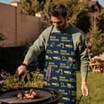 thumbnail image 4 of Construction Vehicles Text Dark Blue Apron-Garden Aprons for Women with Pockets-Cotton Linen Waterproof Kitchen Cooking Gardening Aprons Adjustable for Kitchen,Cooking,BBQ and Salon 33x27 Inch, 4 of 7
