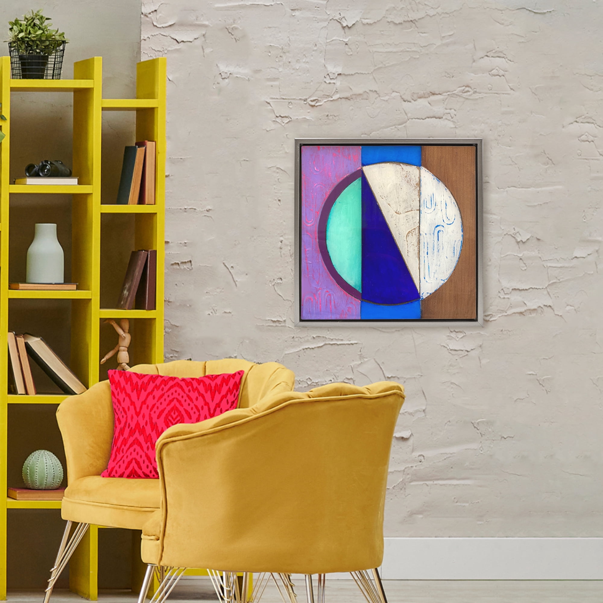 Stupell Industries Structured Blue & Purple Circle Gray Framed Floater Canvas Wall Art, design by Matthew Finger