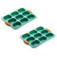 thumbnail image 1 of Oleegame 2PC Tin Foil Roll 9 Grids Multi Color Kitchen Silicone Oval Cake French Bread Baking Pan Non Stick Kitchen Utility Green, 1 of 5