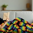 thumbnail image 3 of Pride Soft Flannel Fleece Blanket, Rainbow Colored Striped Heart Shapes on Black Backdrop Gay Lesbian Love Parade Print, Cozy Plush for Indoor and Outdoor Use, 50" x 60", Multicolor, by Ambesonne, 3 of 5