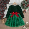 thumbnail image 2 of Christmas Girls Dresses Toddler Children Girls Christmas Long Sleeve Prints Bowknot Dresses Clothes Christmas Children's Clothing Holiday Gifts 4 Years-5 Years, 2 of 7
