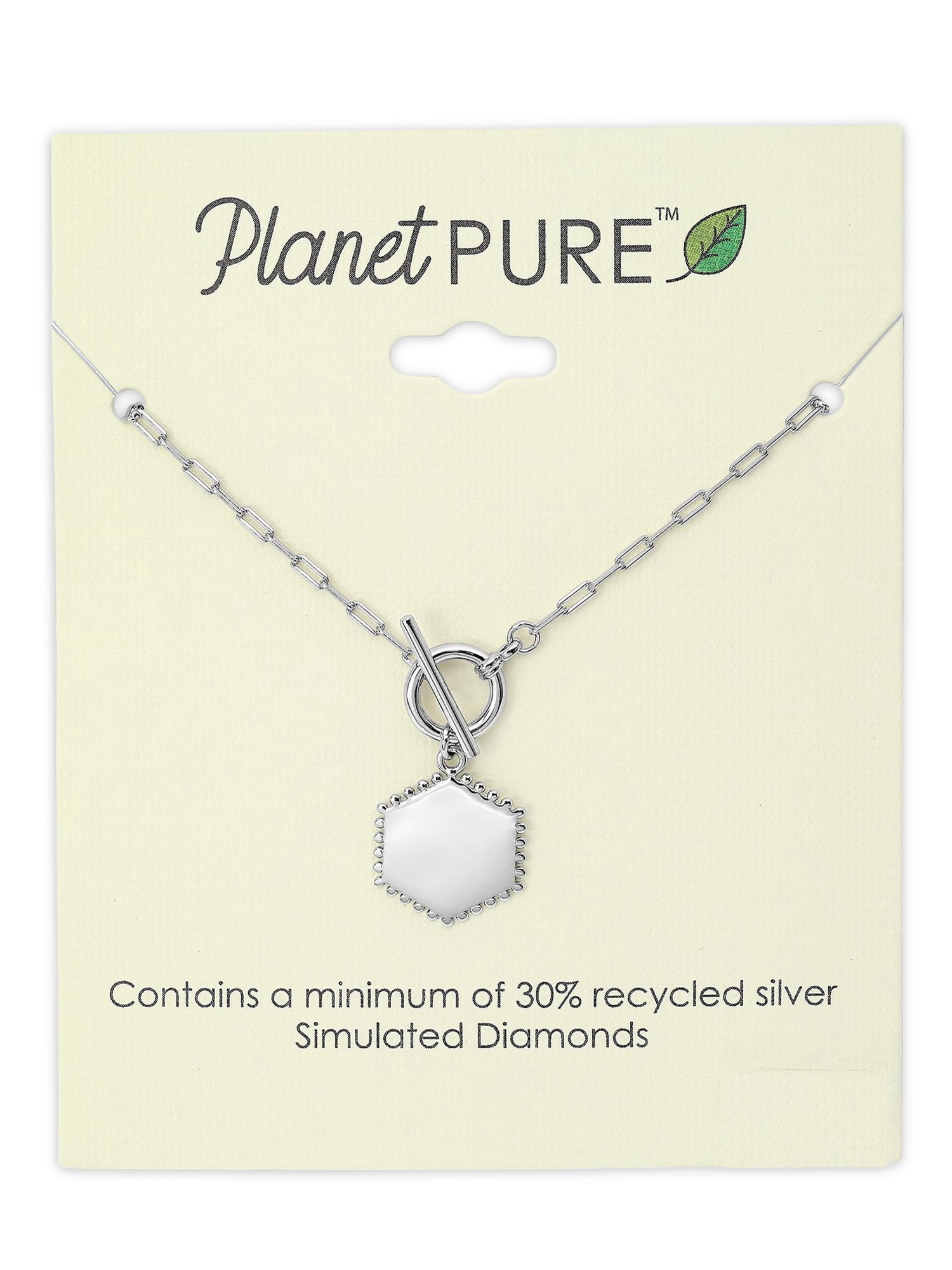 Planet Pure Women's Medallion Toggle Necklace in Recycled Sterling Silver with 18" Chain