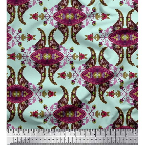 Soimoi Viscose Chiffon Fabric Leaves & Floral Paisley Fabric Prints by Yard 42 Inch Wide
