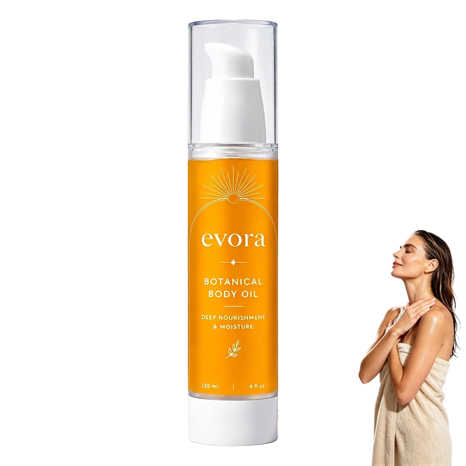 Evora Botanical Body Oil with Wakame Algae, Passionflower Seed Oil & Brazil Nut, 4 fl oz, Fast Absorbing Moisturizing for Dry Skin, Lightweight Massage Oil