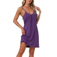 thumbnail image 4 of INSPIRE CHIC Women's Sleeveless Sleepwear Camisole Nightwear V Neck Nightshirt Pajama Dress Chemise Nightdress XL Purple, 4 of 6