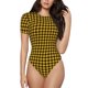 thumbnail image 1 of Balery Retro Yellow and Black Houndstooth Body de cuello redondo de manga corta para mujer Tops de manga corta Tops básicos-XX-Large, 1 of 7