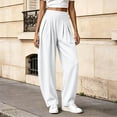 thumbnail image 2 of Womens Cotton Pants High Waist Baggy Barrel Loose Fit Boho Pants Summer Beach Vacation Trousers with Pockets, 2 of 7