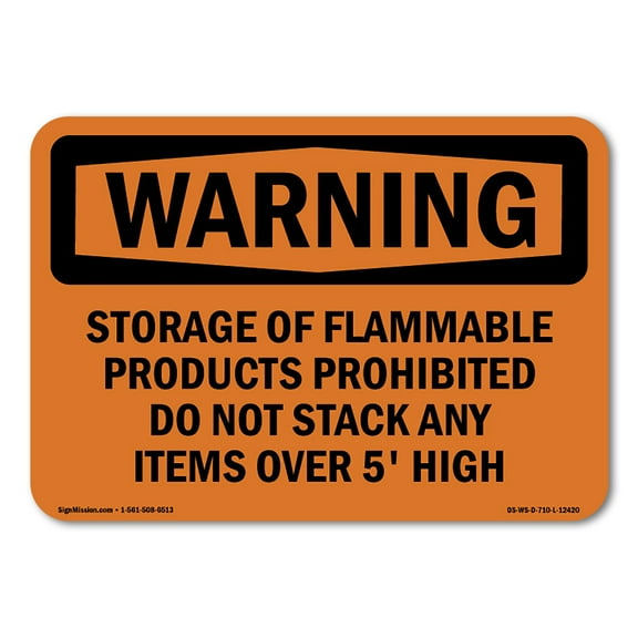 OSHA WARNING Sign - Storage Of Flammable Products Prohibited | Decal | Protect Your Business, Work Site, Warehouse & Shop Area | Made in the USA