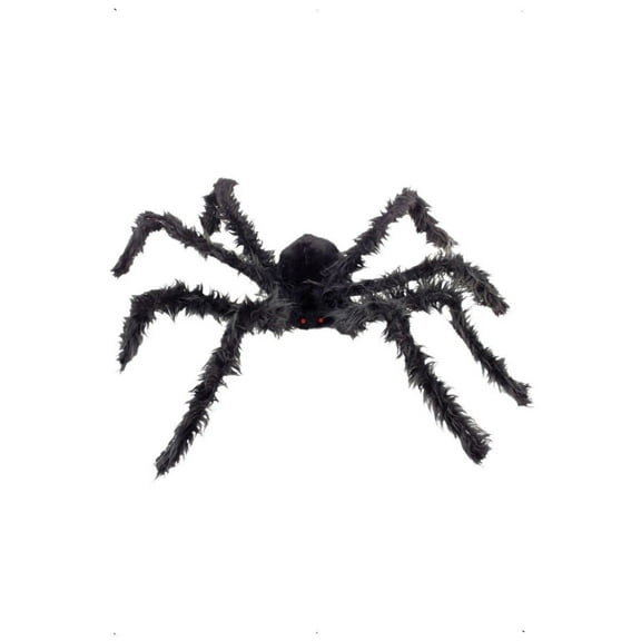23" Black and Red Giant Hairy Spider with Light Up Eyes Halloween Decor