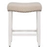Polytrends Jameson Upholstered Polyester Antique White 24 Inch Counter Stool Antique White/Beige Metal Foam Upholstered Polyester Cabin & Lodge