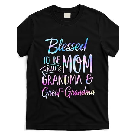 Blessed Mom Grandma Great-Grandma Women's T-Shirt Colorful Galaxy Graphic Tee Mother's Day Gift Retro Family Apparel
