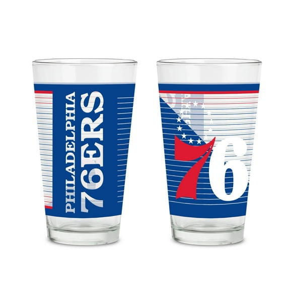 Rico Industries NBA Basketball Philadelphia 76ers 2 Pack 16oz Pint Glass Gift Set