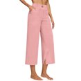 thumbnail image 4 of felwors Capri Women Wide Leg Trendy High Waisted Baggy Straight Casual Summer Stretch Denim Capris Pants Pink for Size L, 4 of 5