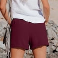 thumbnail image 6 of BRELIL Women's Elastic Waist Shorts with Pockets Casual Solid Lounge Shorts Beach Vacation Summer Outfits Loose Fit Travel Trousers, Wine M, 6 of 7
